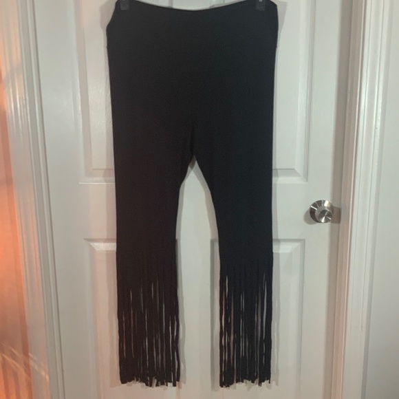 Fringe Black Elastic Waist Streetwear Punk Goth Pants Plus Size 2X - Picture 2 of 8